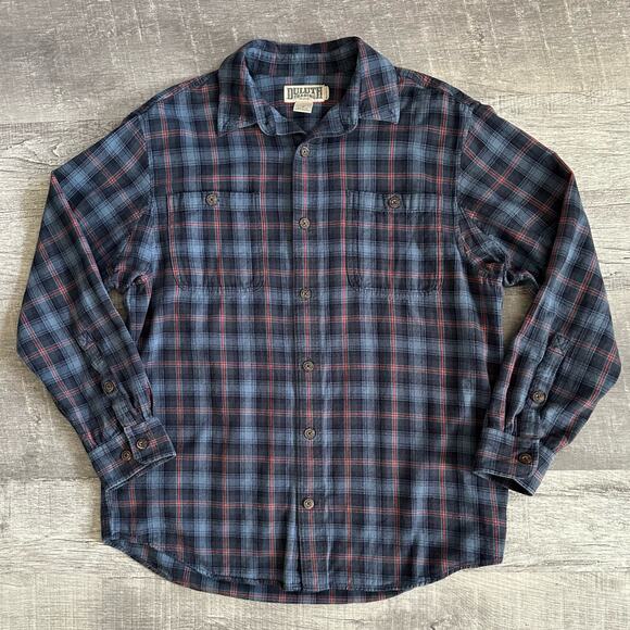 Duluth Trading Co Free Swingin Flannel Shirt Mens M Blue Relaxed Fit Cotton - Picture 1 of 8